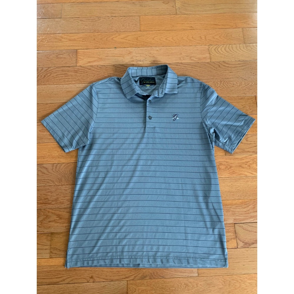 Greg‎ Norman The Greenbrier Collection Performance Golf Polo Mens M Gray Striped
